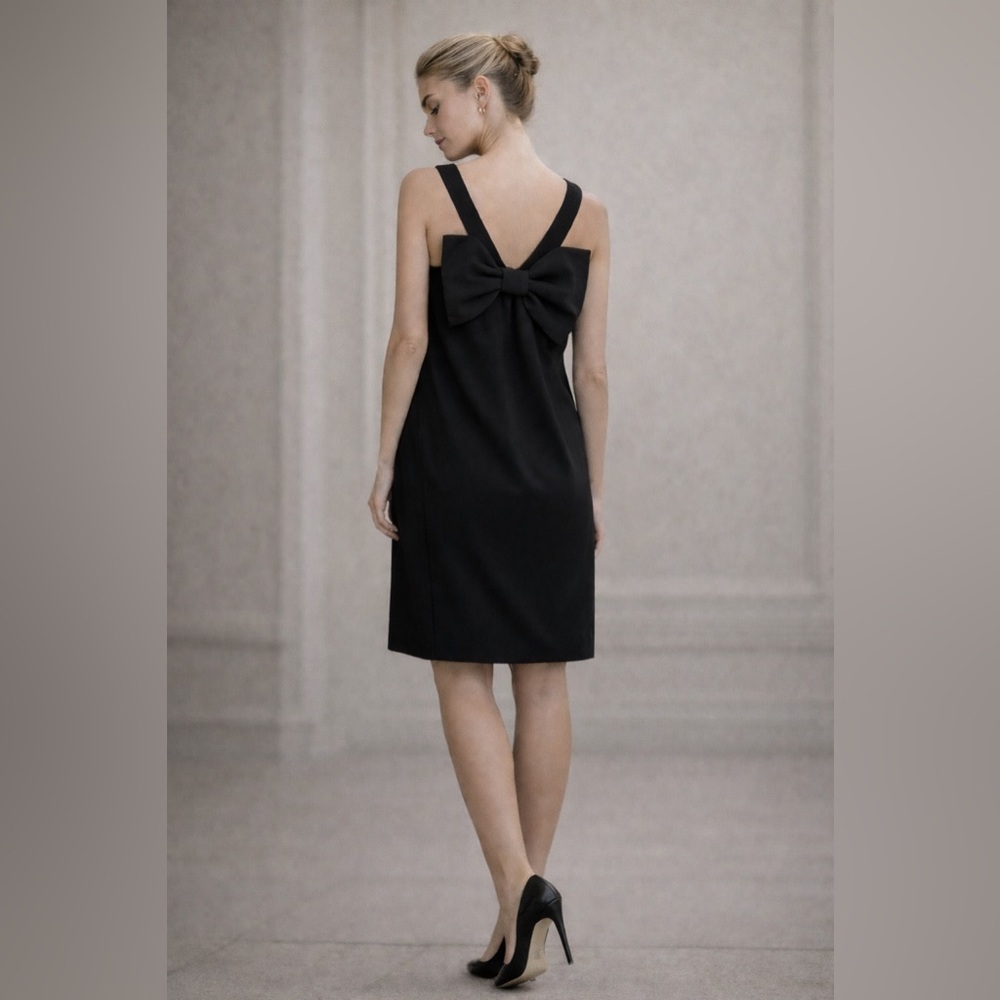 Moschino Vintage 90s Black Mini Sleeveless Bow-Back Cocktail Dress Size 6 Fall